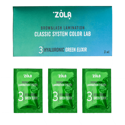 Step N.3 per laminazione di ciglia e sopracciglia Color Lab Hyaluronic Green Elixir in bustine 1ml