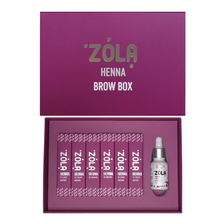 Set Henné per sopracciglia Zola Henné Box da 6 tonalità da 10g